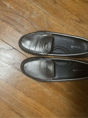 Coach Women Metallic Loafers in a pebbled leather finish